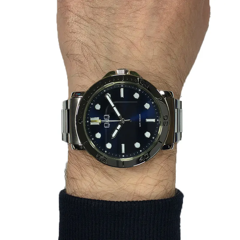 Q&Q Japan Quartz Blue 40mm Dial Silver-tone Men's Watch- QB86J212Y